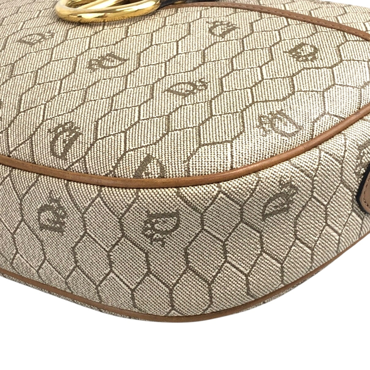Christian Dior Honeycomb Pattern CD Logo Shoulder bag Beige Vintage 4axxsb