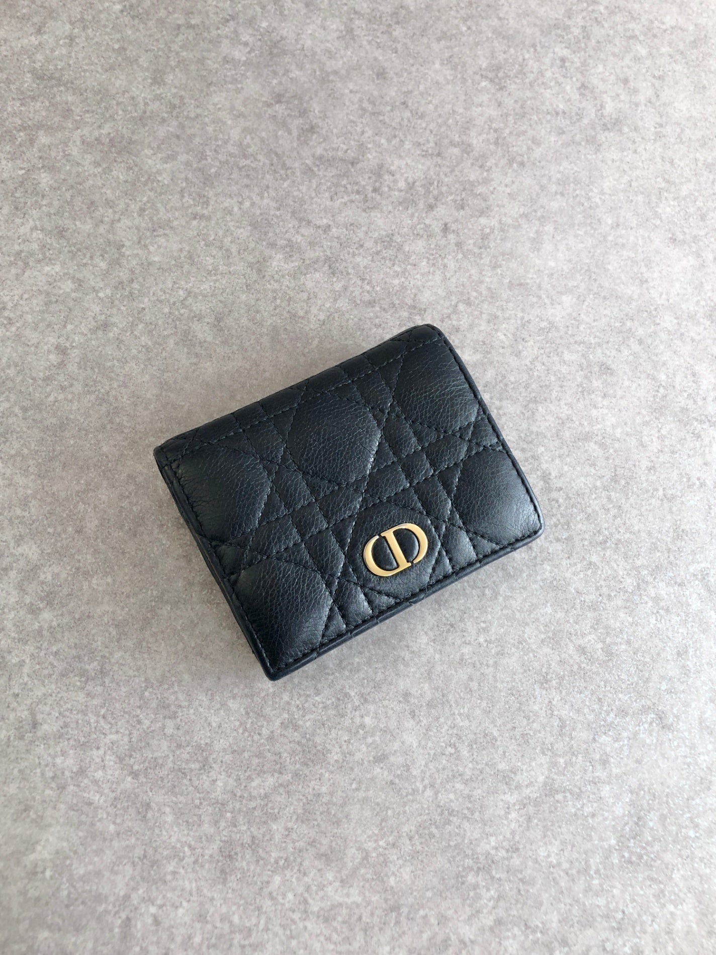 Christian Dior CD Logo Folded Wallet Black Vintage amw4xa