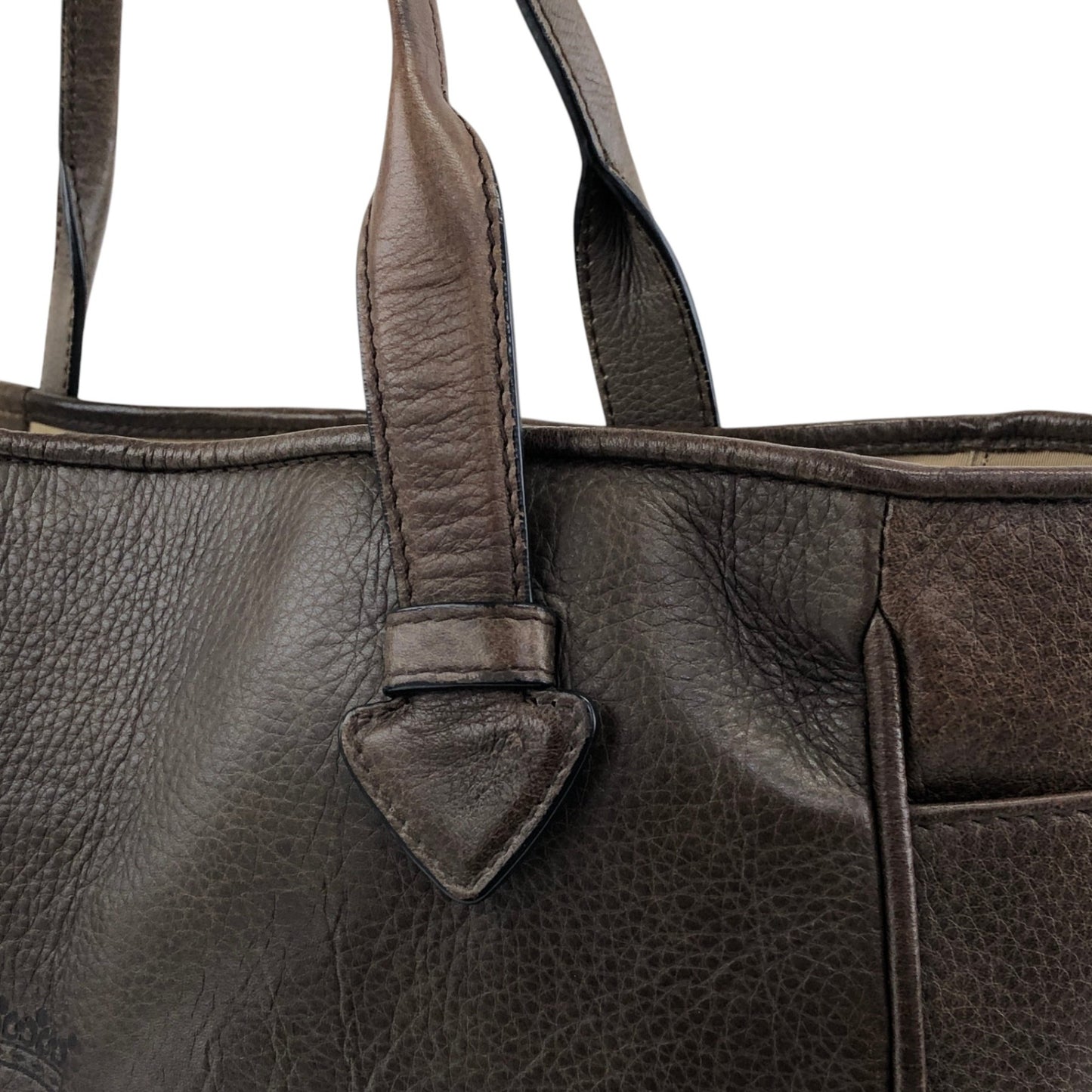 LOEWE Logo Embossed Handbag Totebag Brown Vintage faniey