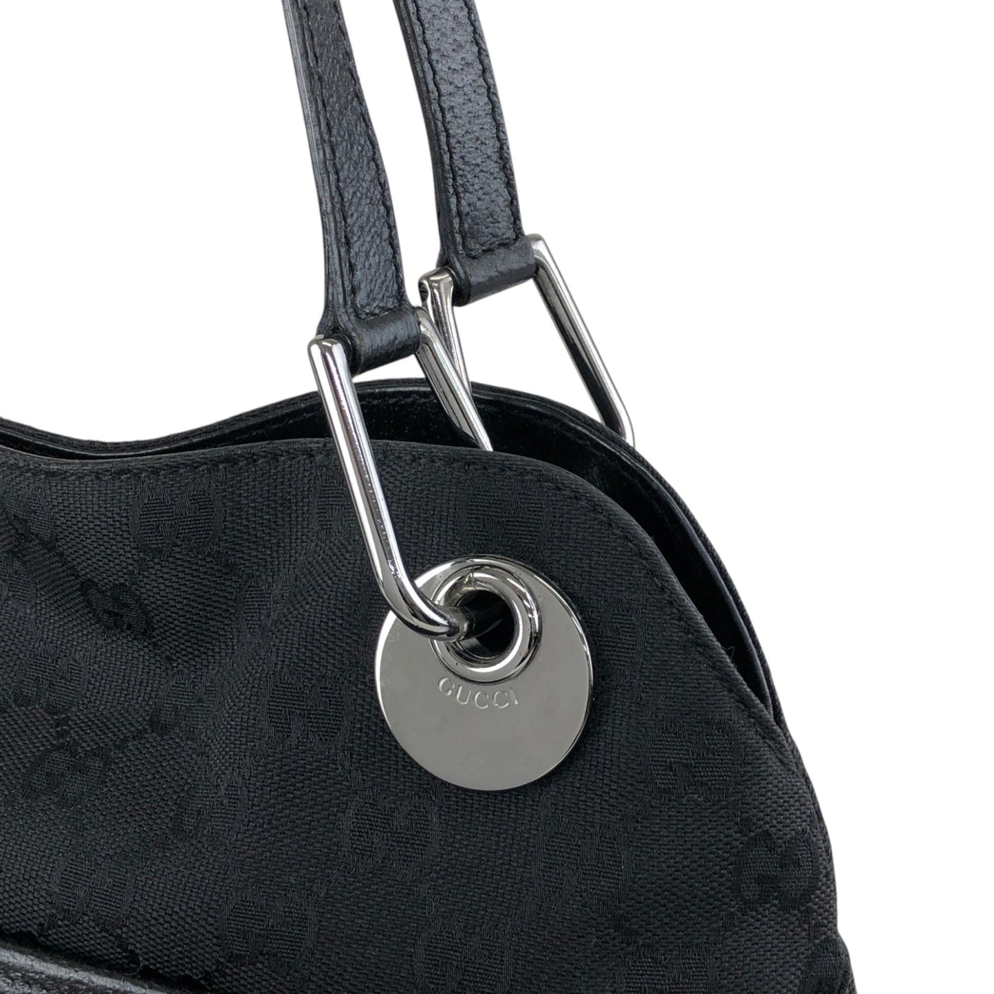 GUCCI Logo Shoulder bag Handbag Black Vintage nwnyi4