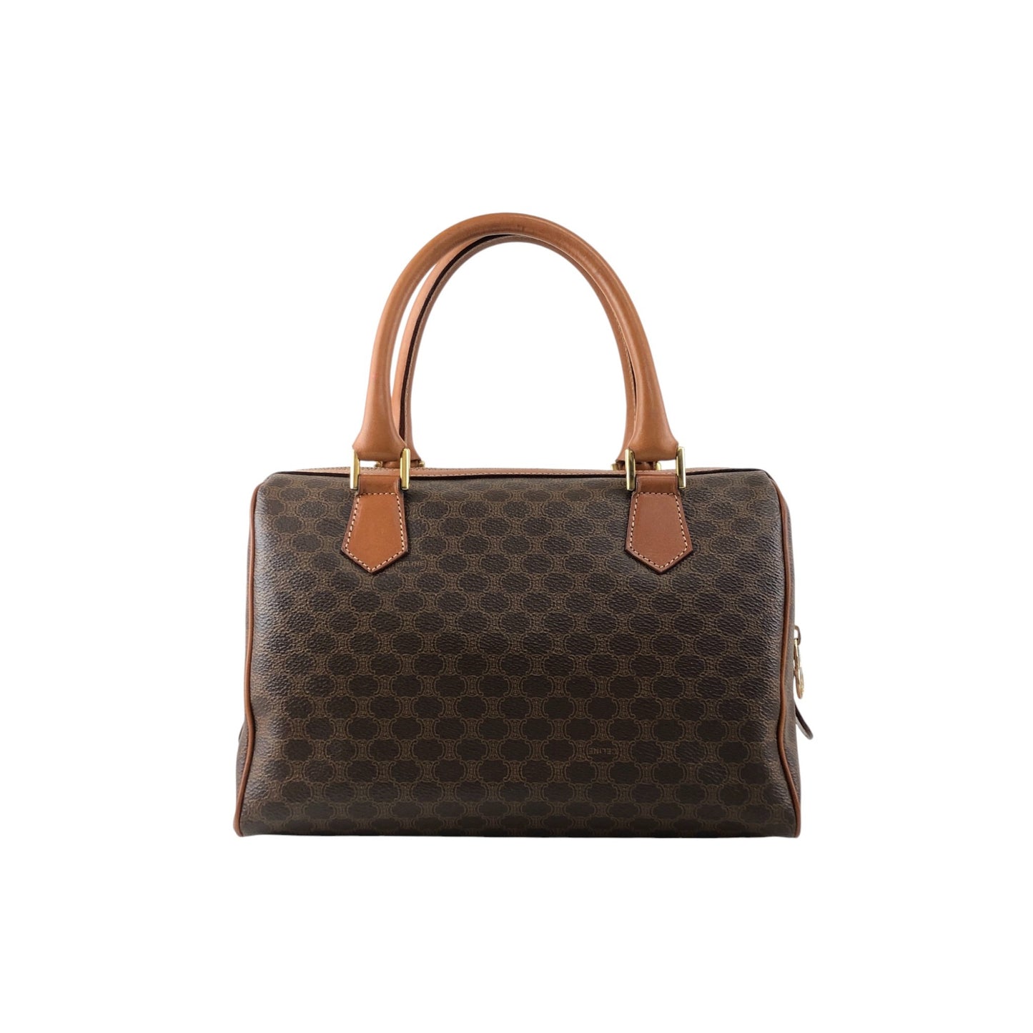 CELINE Macadam Blason Small Boston bag Brown Vintage b7bj7n