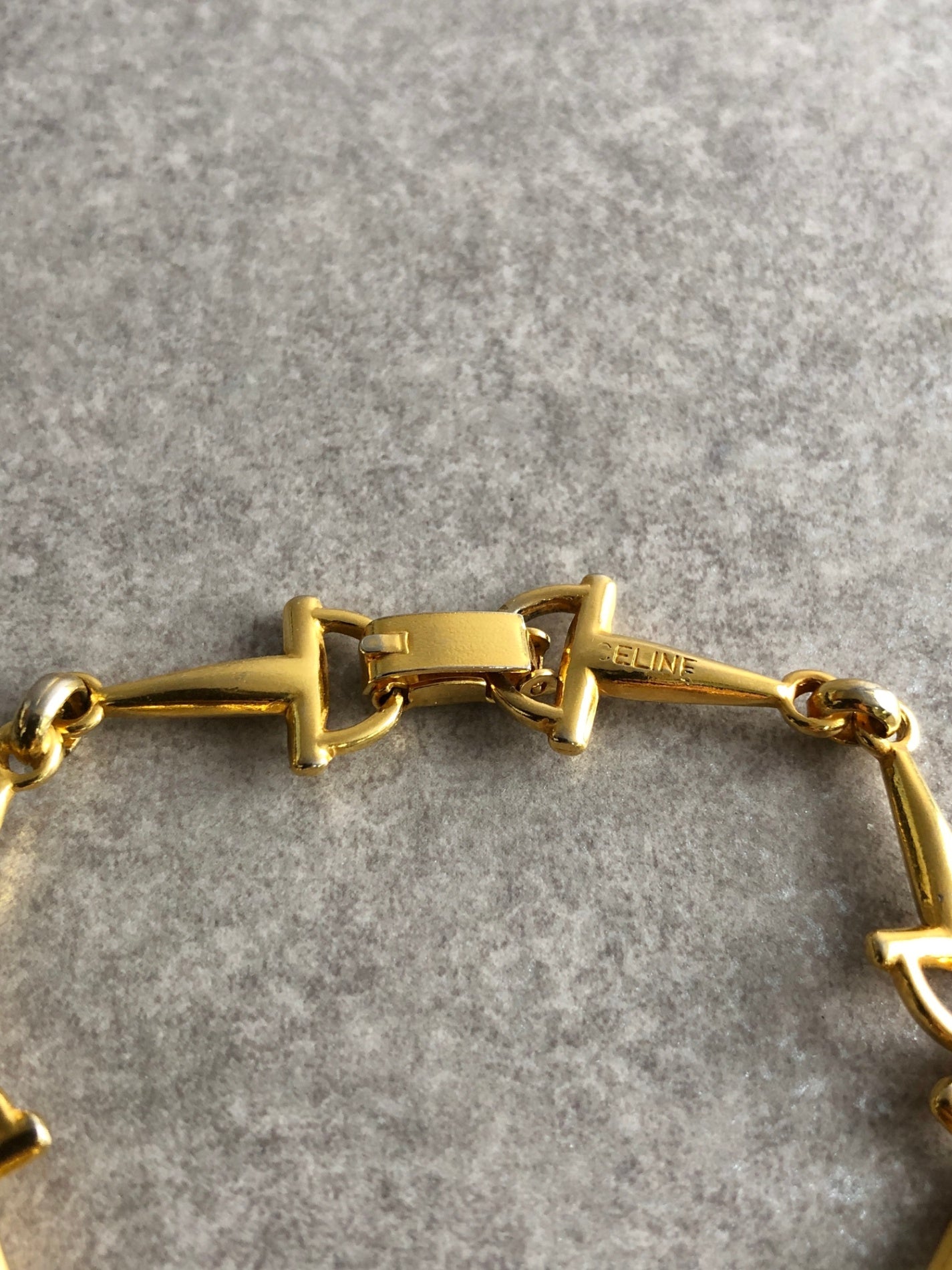 CELINE Horse Bit Bracelet Gold Vintage yx6tea