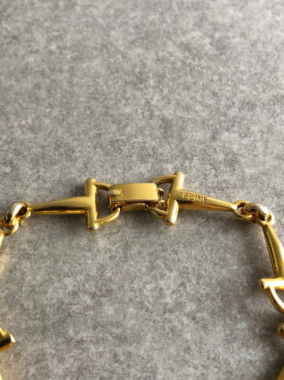 CELINE Horse Bit Bracelet Gold Vintage yx6tea