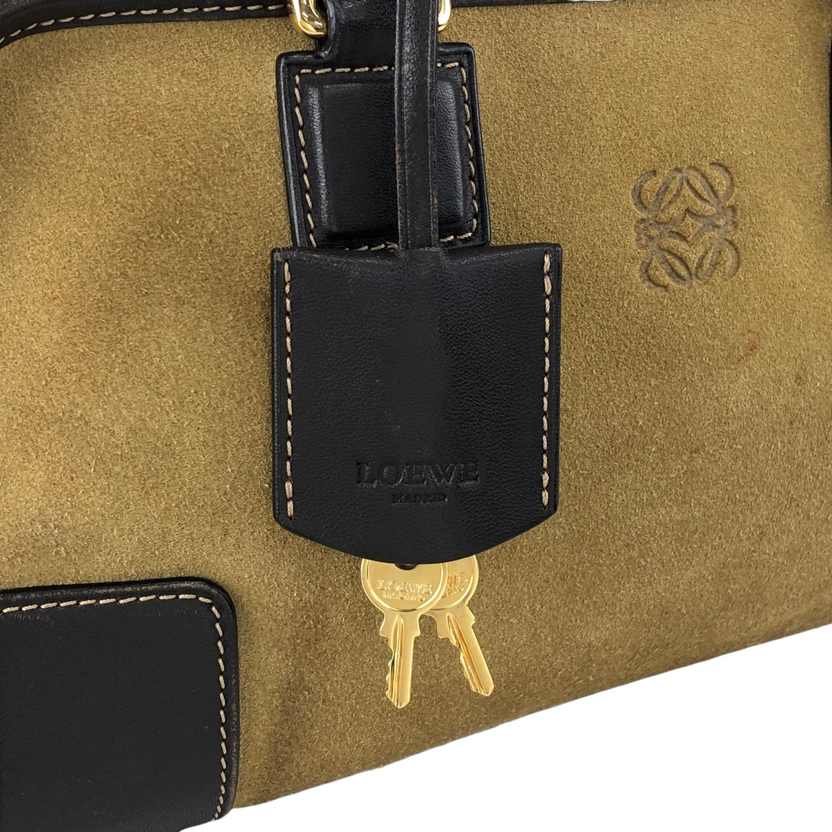 LOEWE Amazona28 Anagram Handbag Boston bag Beige Vintage gia6hg