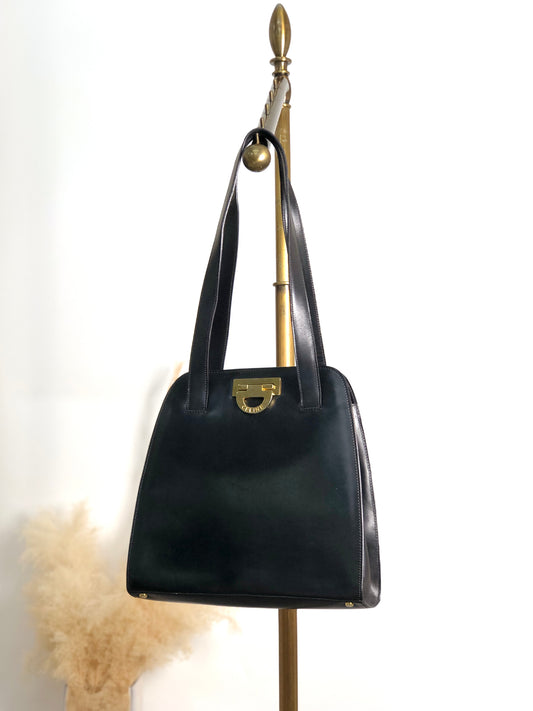 CELINE Gancini Handbag Black Vintage skvha5