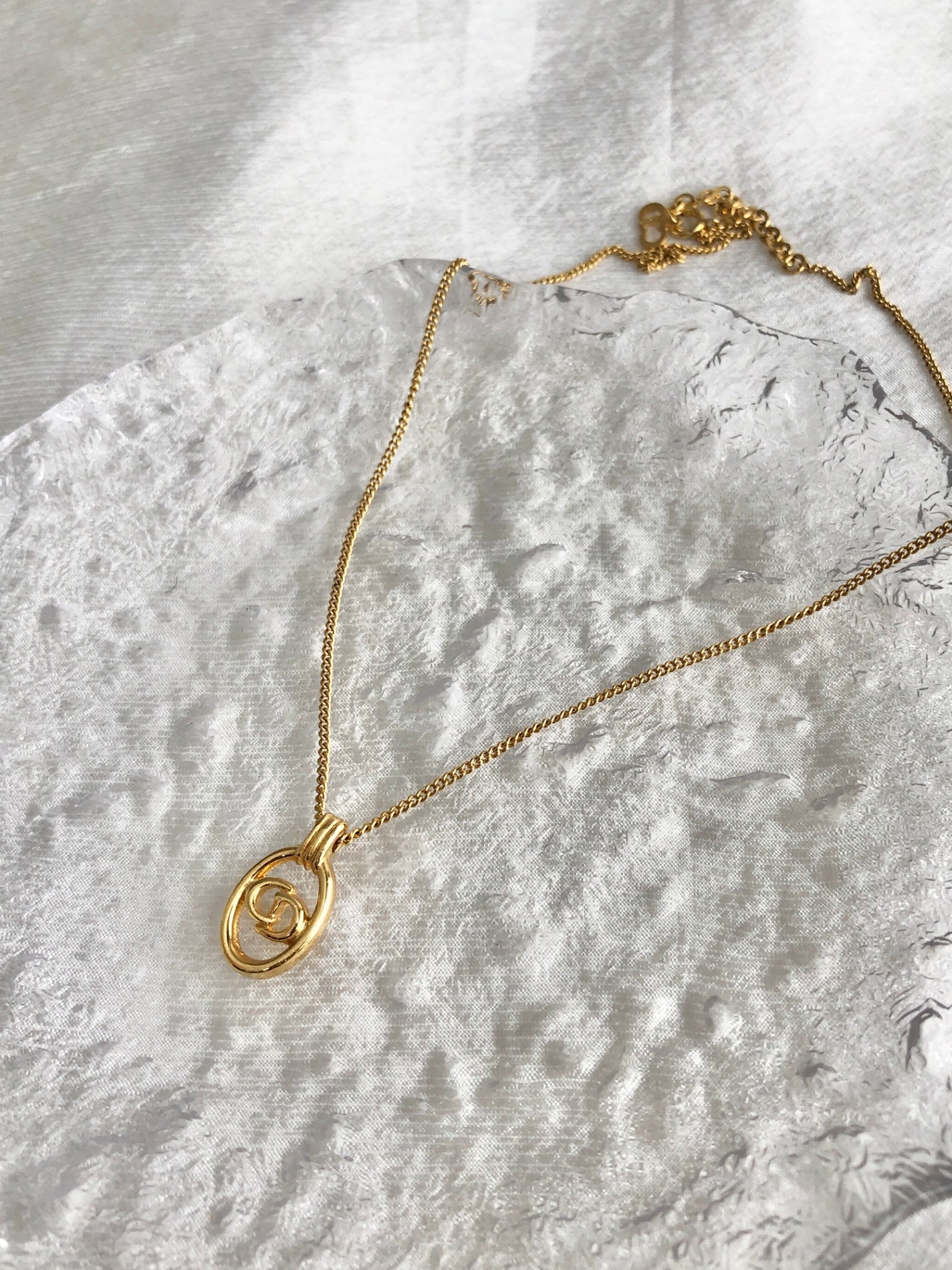 Christian Dior CD Logo Necklace Gold Vintage hvgxsk