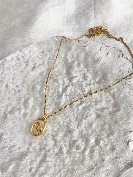 Christian Dior CD Logo Necklace Gold Vintage hvgxsk