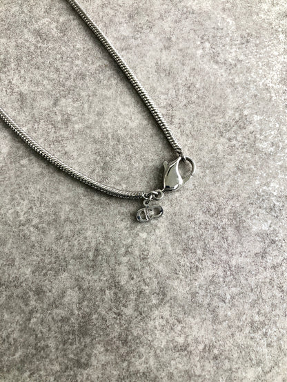 Christian Dior CD Logo Motif Necklace Silver Vintage 75c7y2