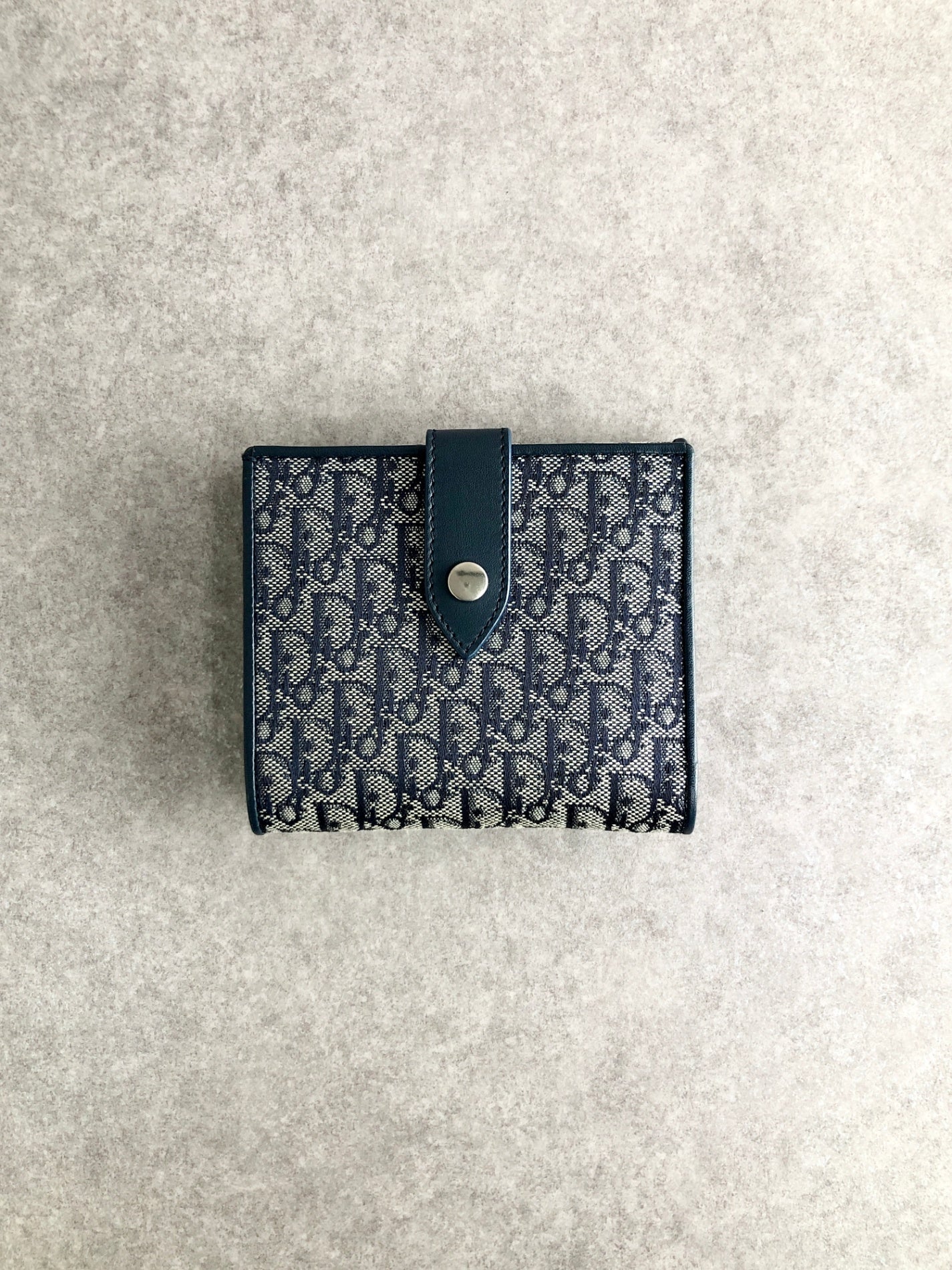 Christian Dior Logo Folded Wallet Navy Vintage cc3tdf