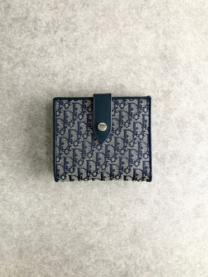 Christian Dior Logo Folded Wallet Navy Vintage cc3tdf