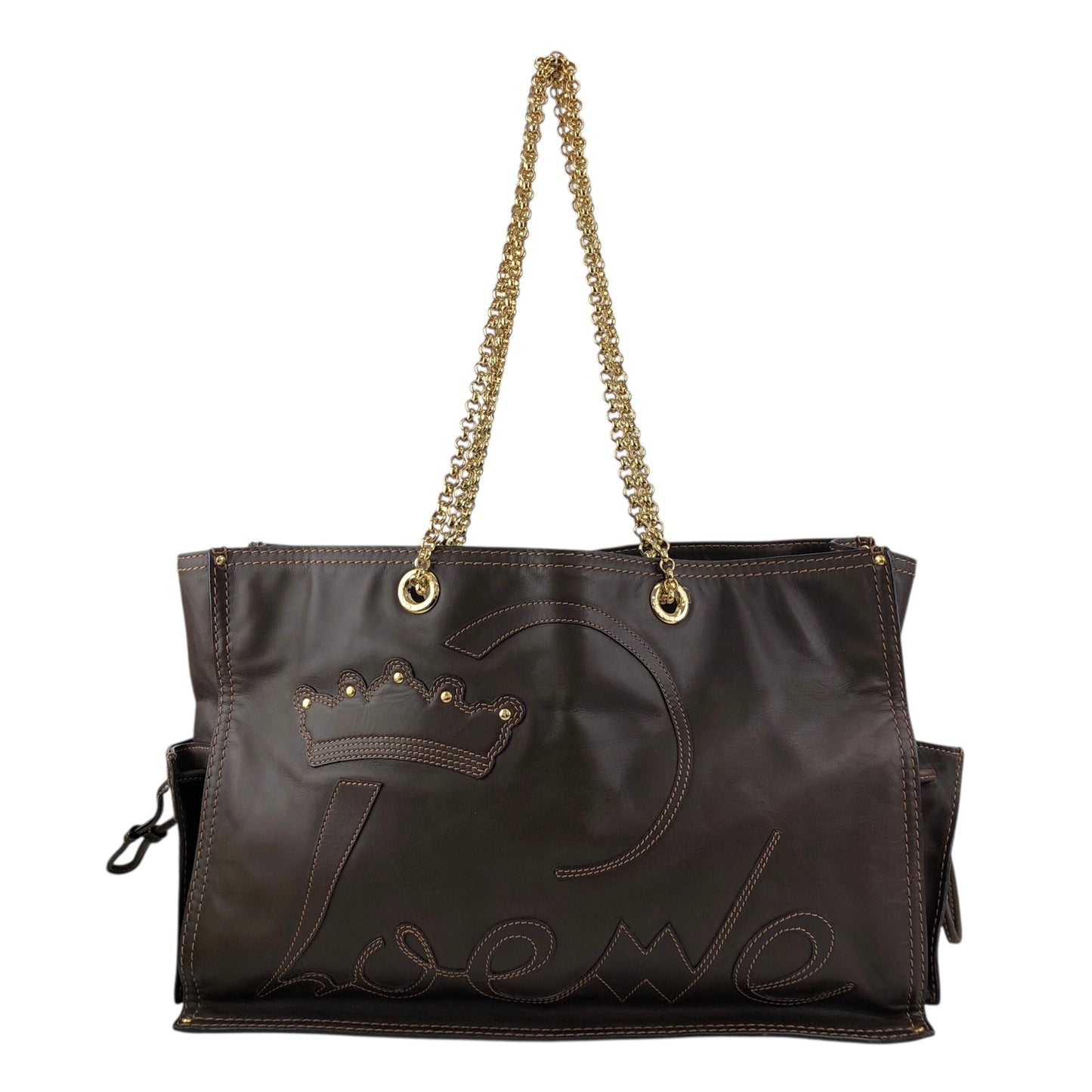 LOEWE Logo Chain Totebag Brown Vintage xy3fjn