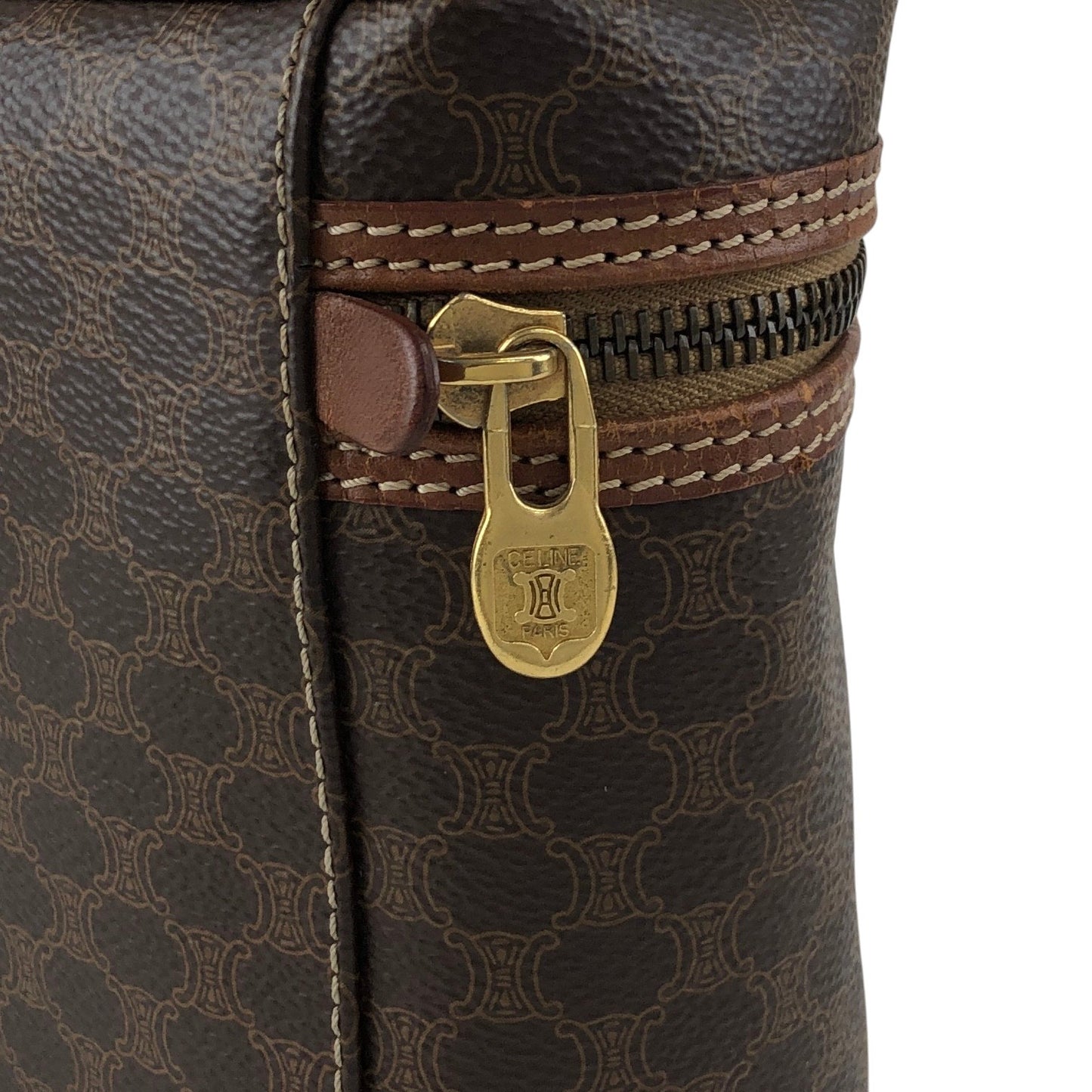 CELINE Macadam Blason Two-way Handbag Shoulder bag Vanity bag Brown Vintage n4pz8g