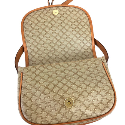 CELINE Macadam Front Buckle Shoulder bag Beige Vintage dw7z6k