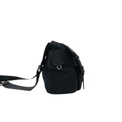 PRADA Tessueto Triangle Logo Shoulder bag Black Vintag vii5a2