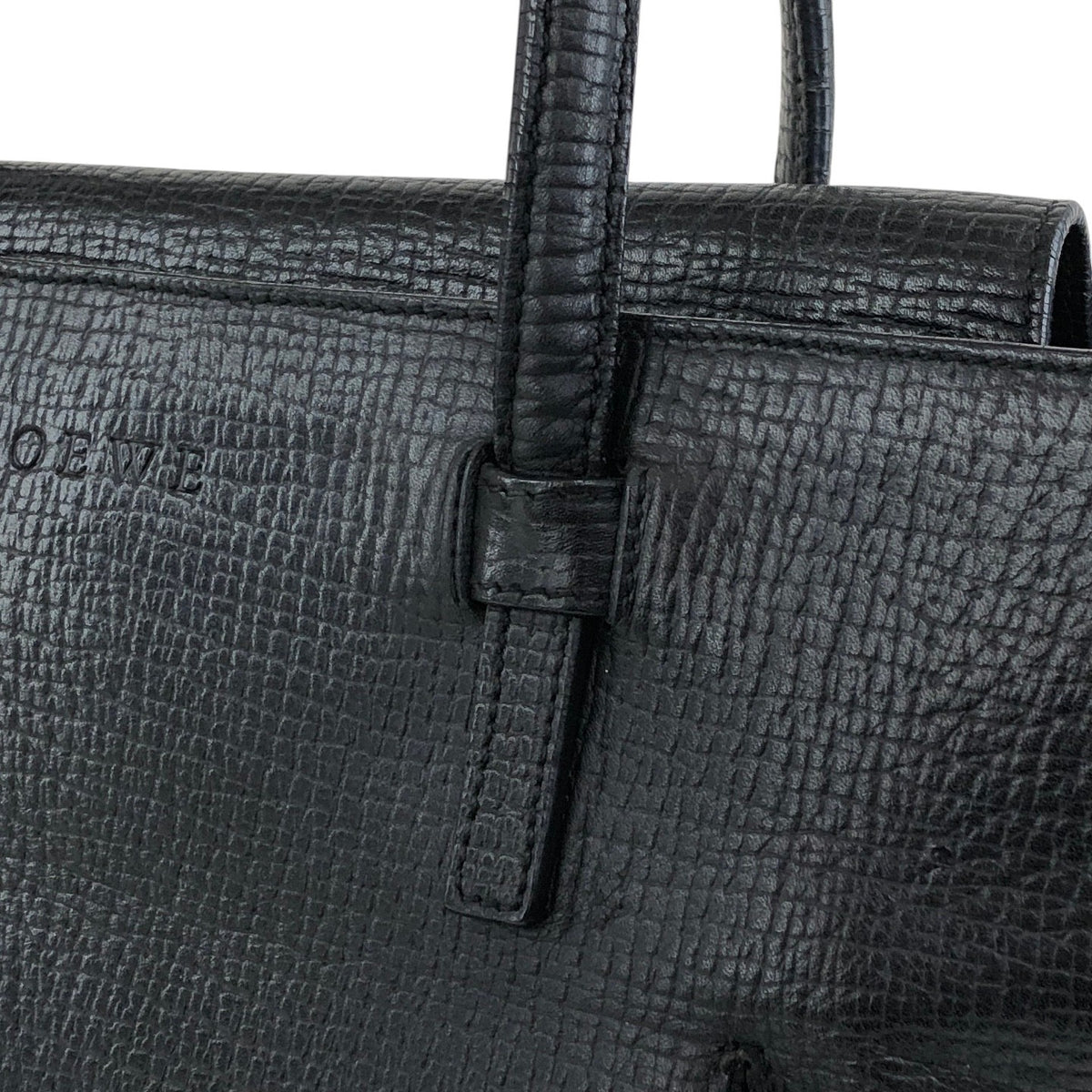 LOEWE Logo Embossed Handbag Black Vintage xvn4mm