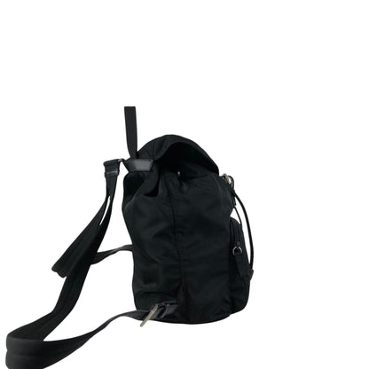 PRADA Tessuto Triangle Logo Front Buckle Backpack Black Vintage bde87k