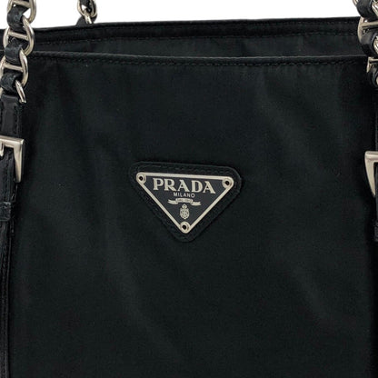 PRADA Triangle Logo Chain Shoulder bag Black Vintage 75c4rm