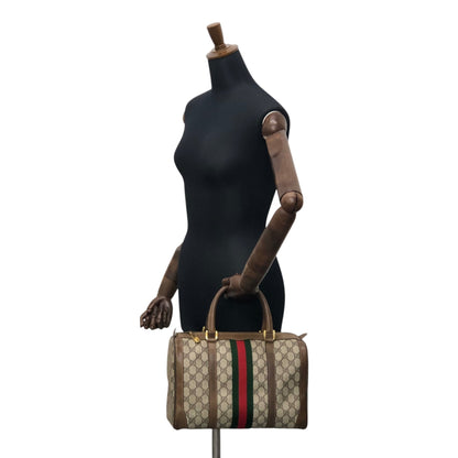 GUCCI Sherry Line Small Boston bag Handbag Brown Vintage wub827