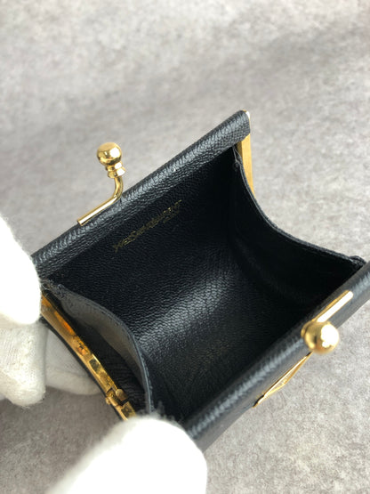 Yves Saint Laurent YSL Logo Metal Clasp Coin Purse Black Vintage r72wjp