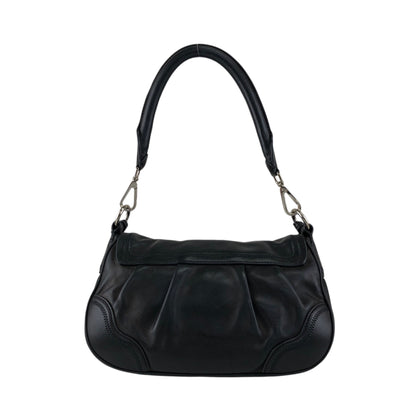 PRADA Front Buckle Handbag Black Vintage 5dmfc4