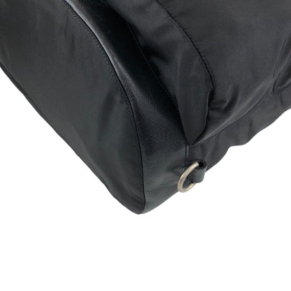 PRADA Tessuto Triangle Logo Front Buckle Backpack Black Vintage pyct8y