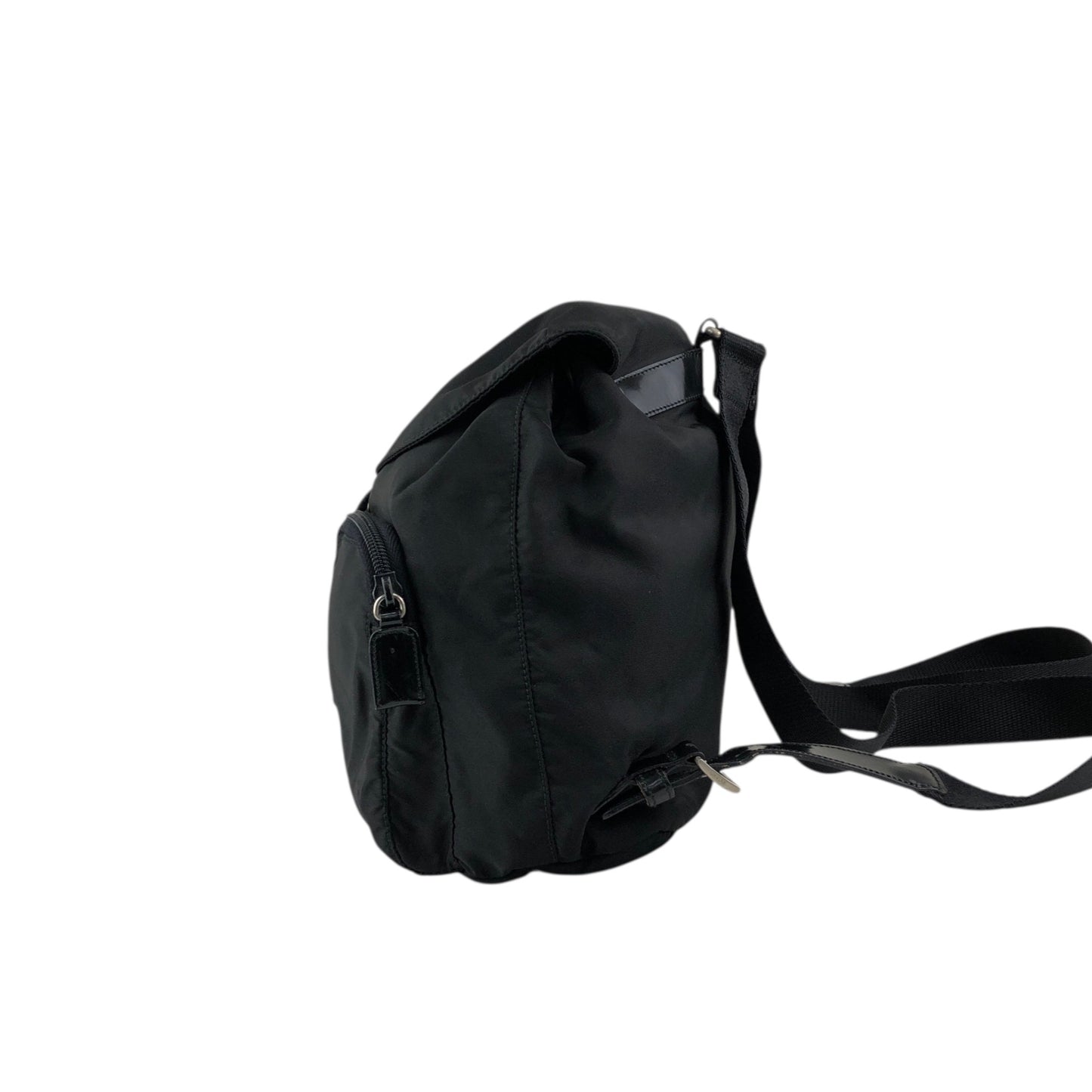 PRADA Tessuto Triangle Logo Double Pocket Backpack Black Vintage msvumv