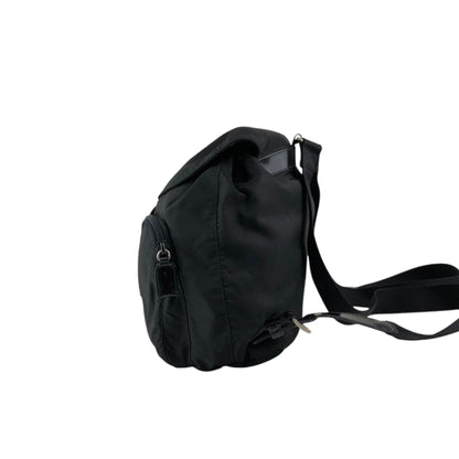 PRADA Tessuto Triangle Logo Double Pocket Backpack Black Vintage msvumv