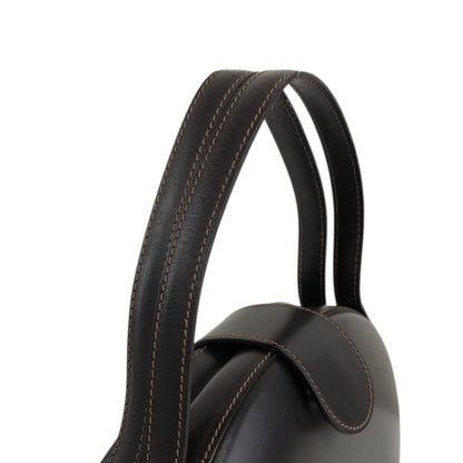 LOEWE Logo Embossed Round Handbag Brown Vintage pyjsv4