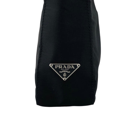 PRADA Tessuto Triangle Logo Small Handbag Black Vintage 5aczat