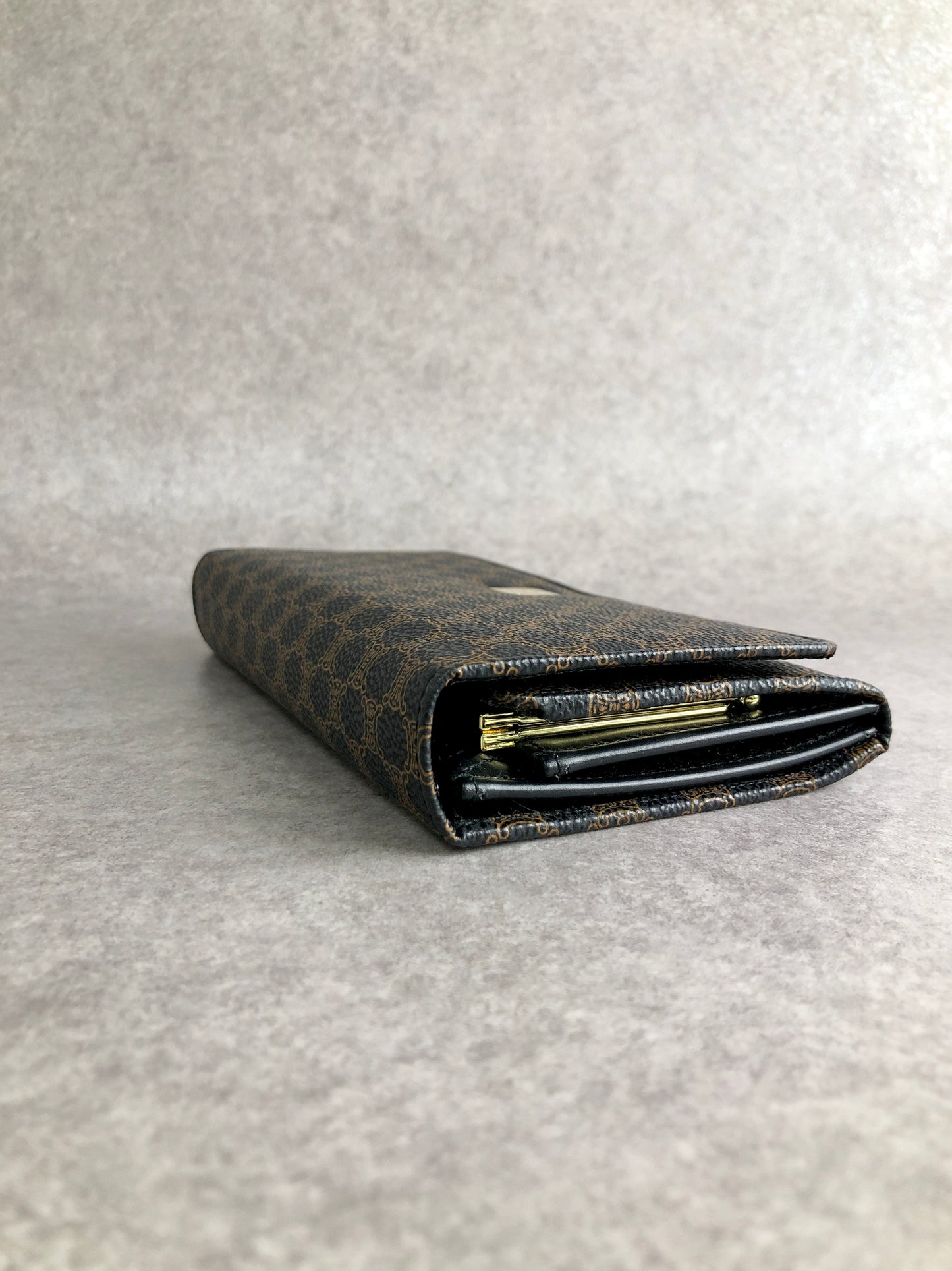 CELINE Macadam Long Wallet Black Vintage njgchm