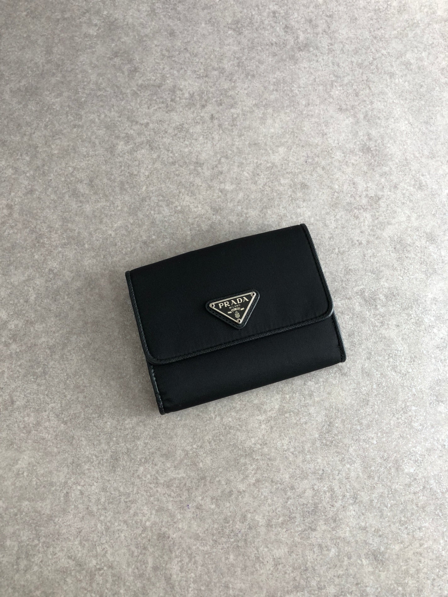 PRADA Tessuto Triangle Logo Folded Wallet Black Vintage bg5sit