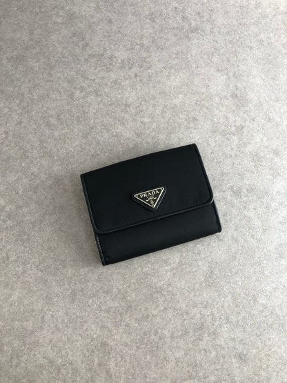 PRADA Tessuto Triangle Logo Folded Wallet Black Vintage bg5sit