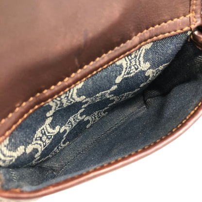 CELINE Paris Macadam Double Pocket Handbag Navy Vintage sh5hjs