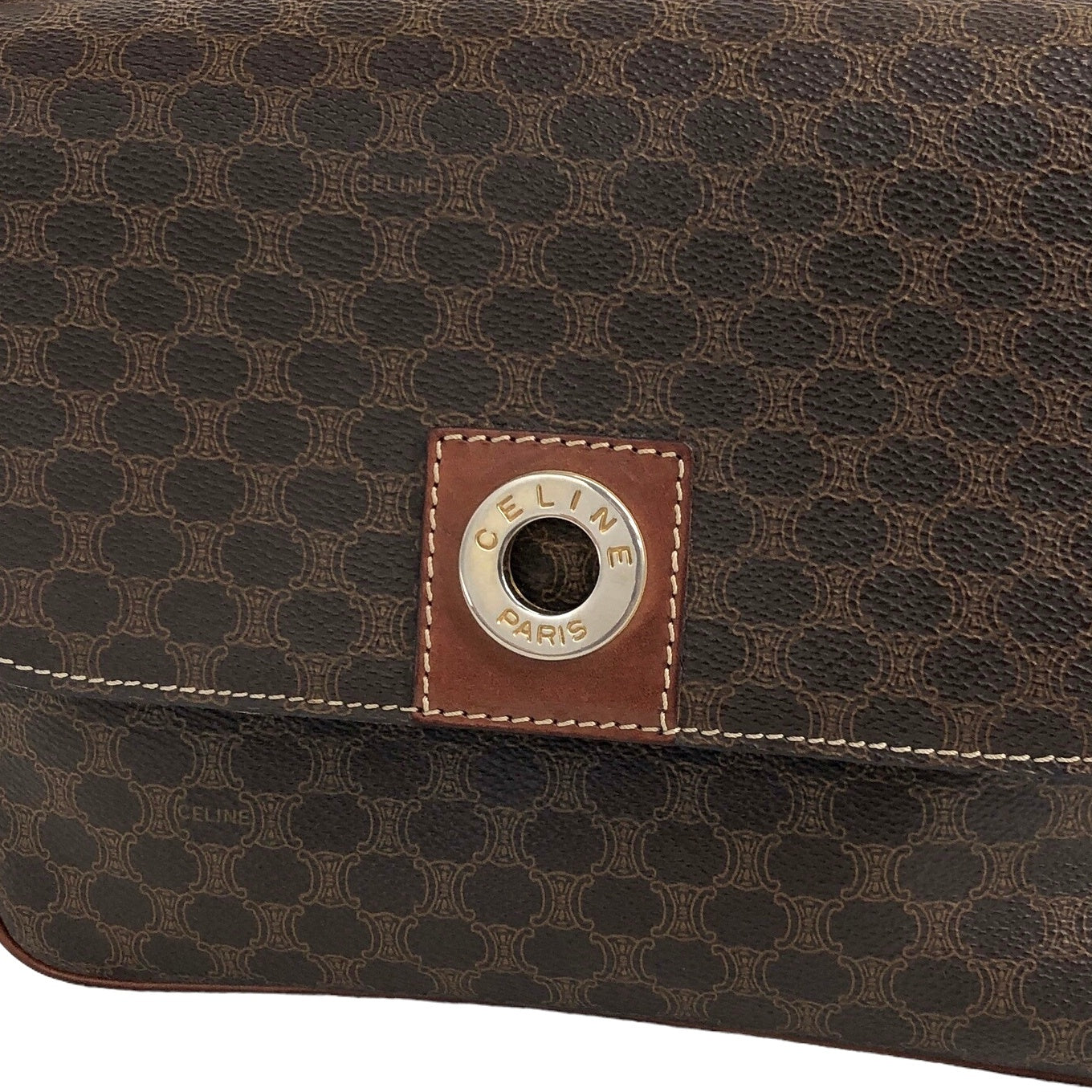 CELINE Macadam Circle Logo Shoulder bag Brown Vintage wmc87u