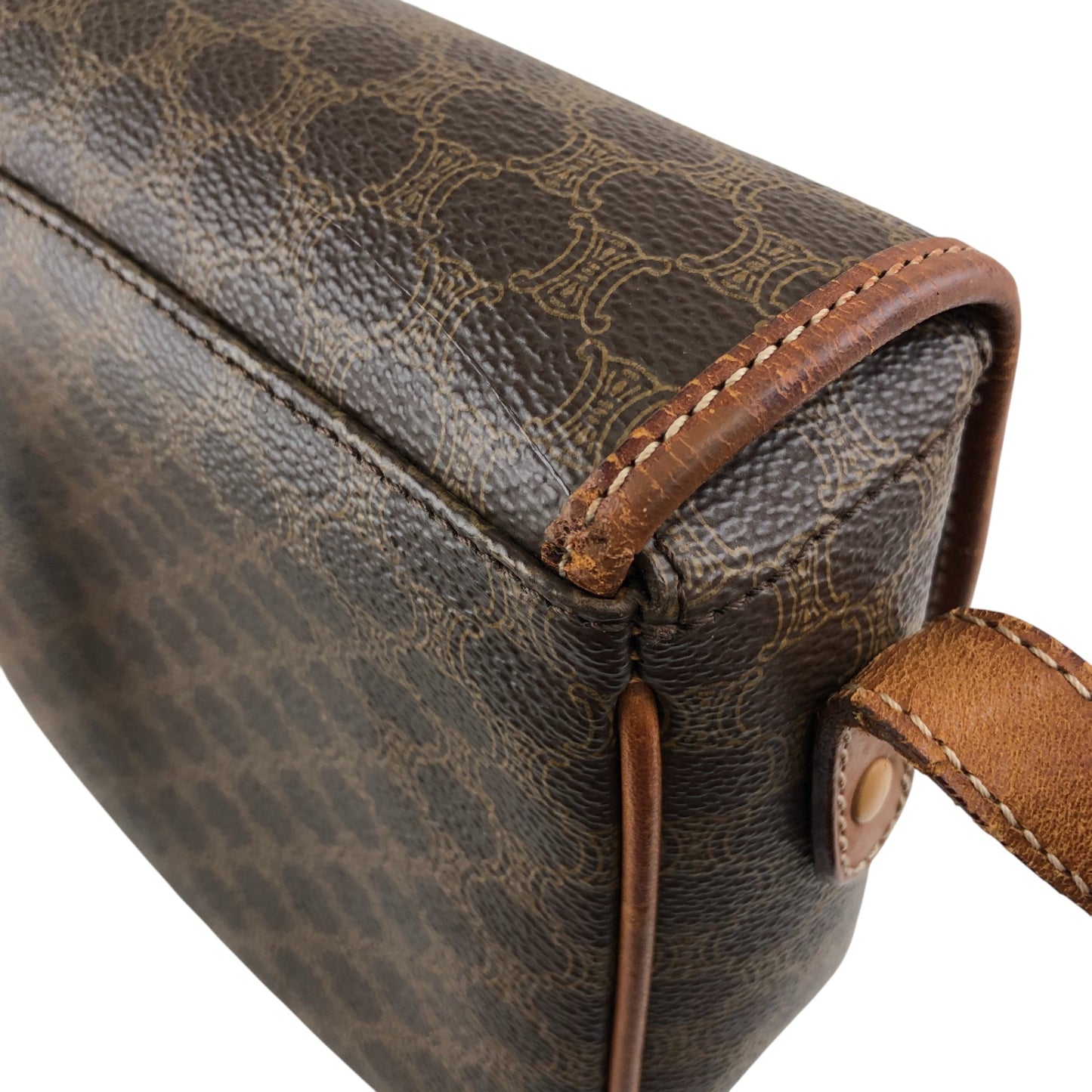 CELINE Macadam Horse Bit Shoulder bag Brown Vintage ejz44f