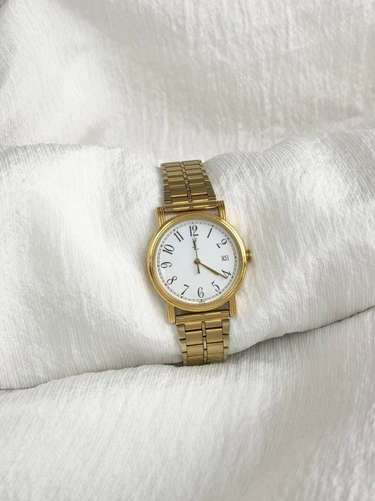 Yves Saint Laurent YSL Logo Watch Gold Vintage fs4ma2