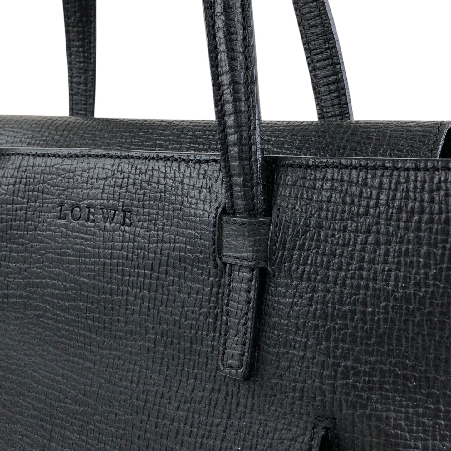 LOEWE Logo Embossed Front Pocket Handbag Black Vintage kmkg4n