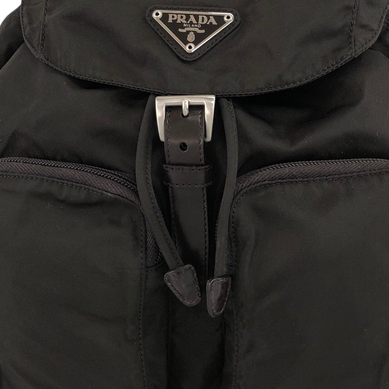 PRADA Triangle Logo Double Pocket Backpack Brown Vintage 65znig