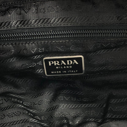 PRADA 三角形標誌雙口袋背包黑色復古 482mjk