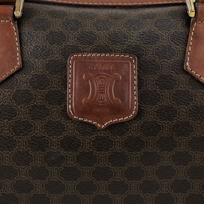 CELINE Macadam Blason Small Boston bag Handbag Brown Vintage 3wak2v