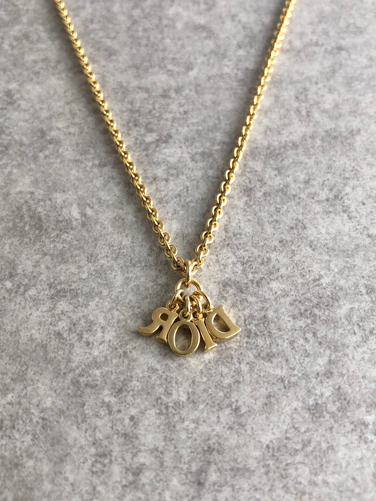 Christian Dior Logo Motifds Necklace Gold Vintage kajf7f