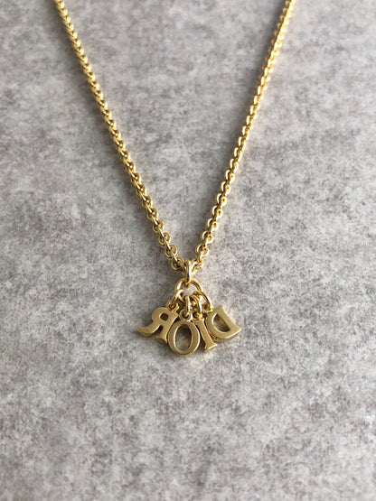 Christian Dior Logo Motifds Necklace Gold Vintage kajf7f