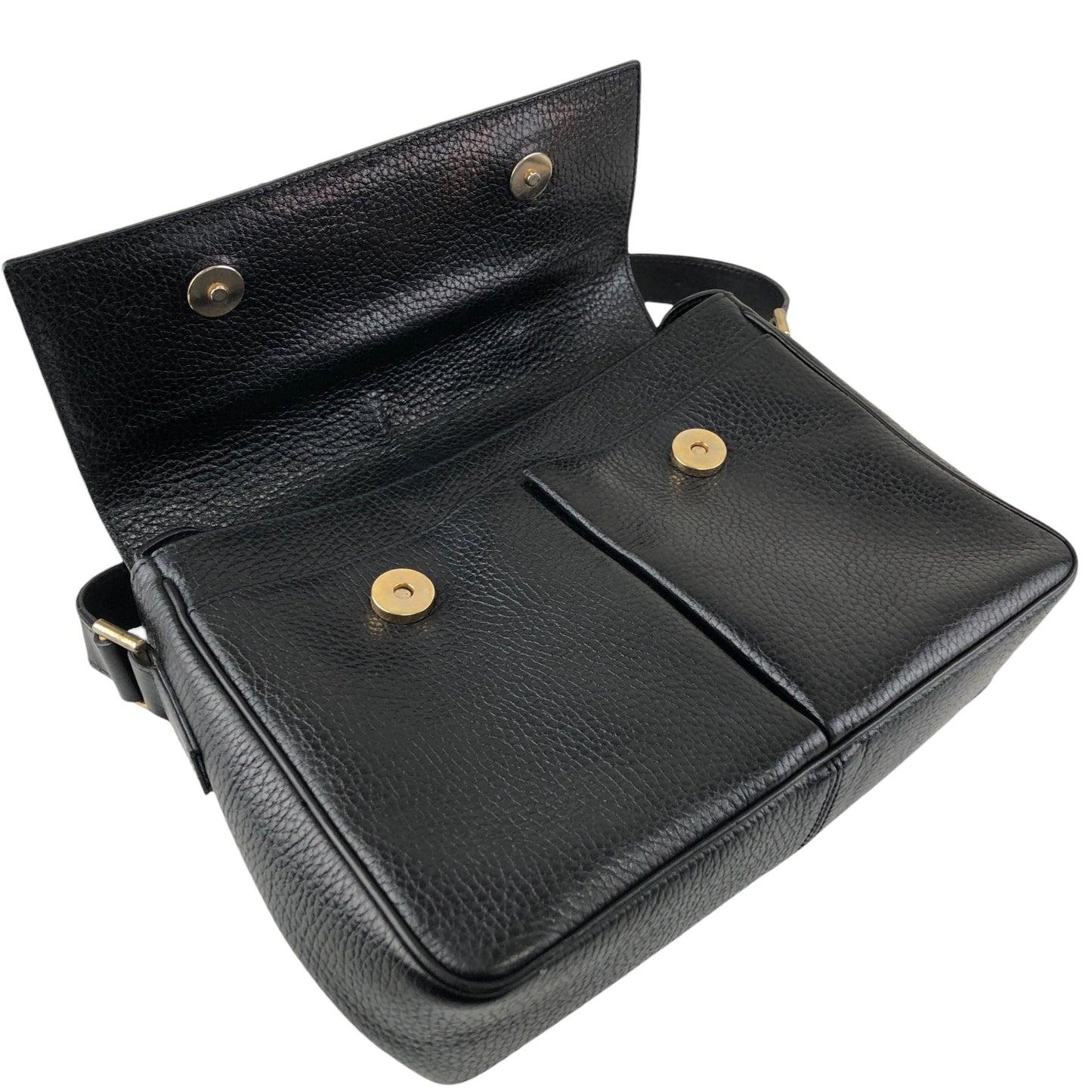 CELINE Gancini Shoulder bag Black Vintage s3twv4