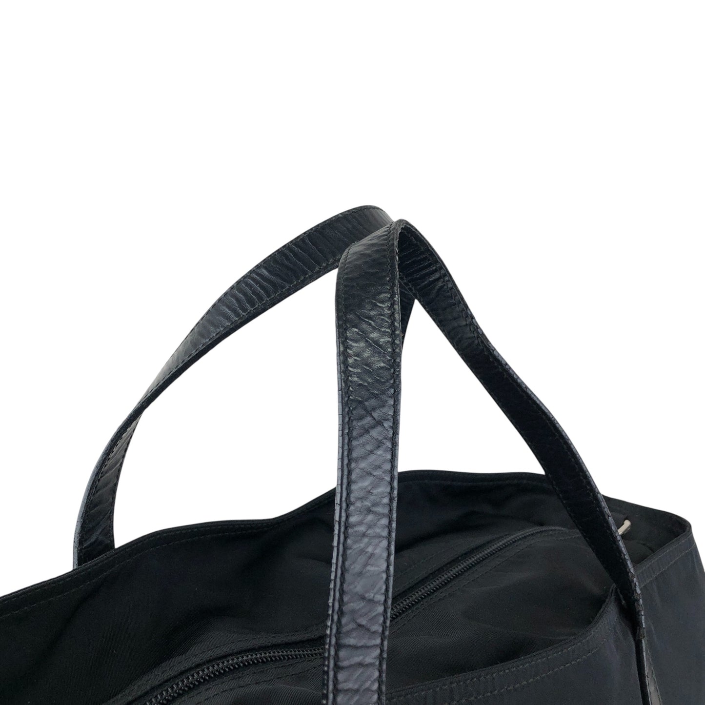 PRADA Tessuto Triangle Logo Front Pocket Two-way Handbag Shoulder bag Black Vintage kuap33