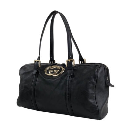 GUCCI GG Motif Small Boston bag Handbag Black Vintage f7jncz