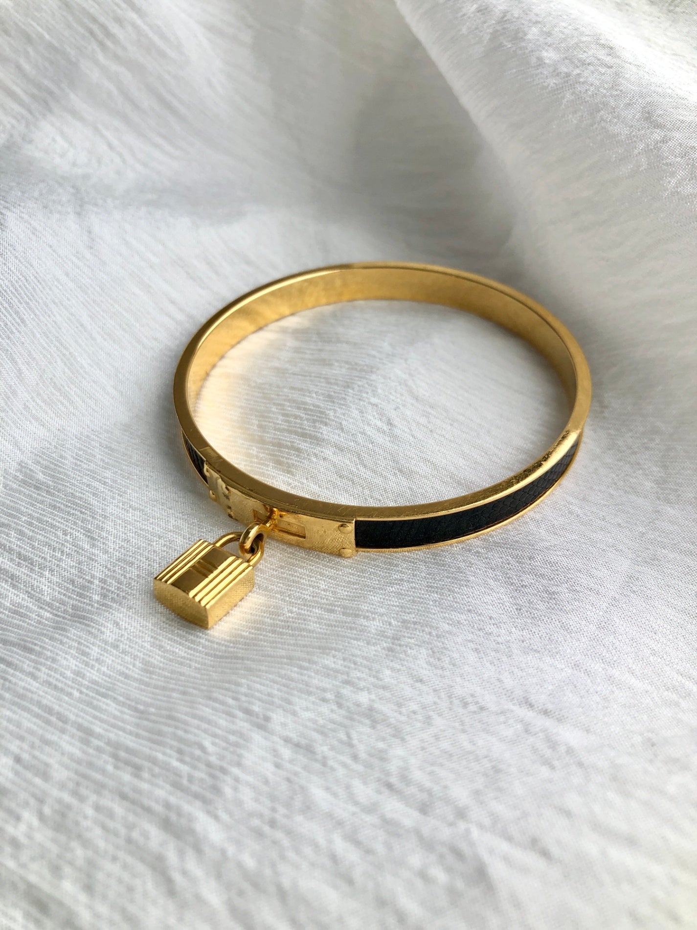 HERMES Bangle Black×Gold Vintage 2ixrvk