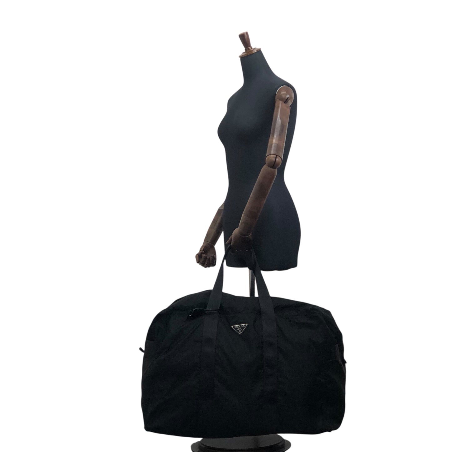 PRADA Tessuto Triangle Logo Boston bag Black Vintage ukxscf