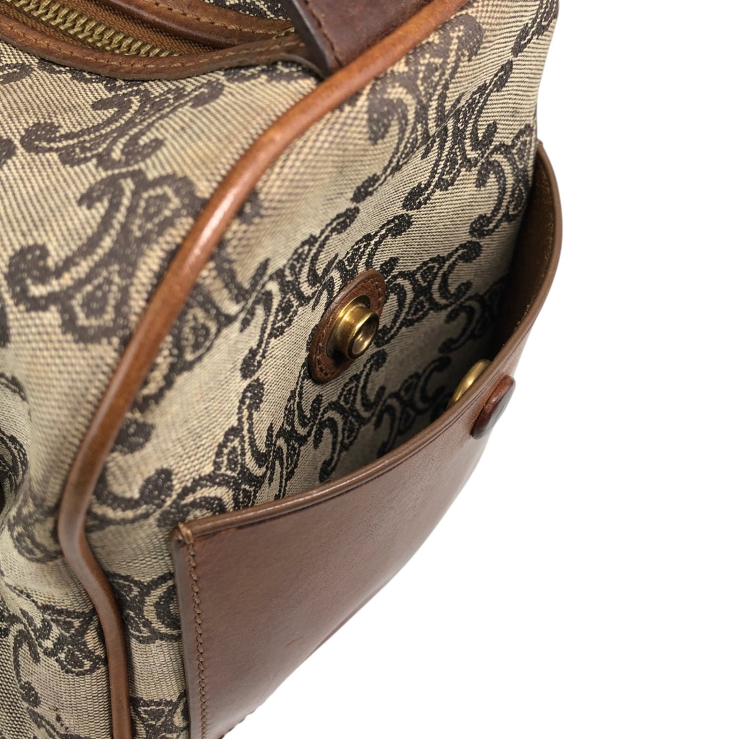 CELINE Triomphe Small Boston bag Handbag Beige Vintage btsixw