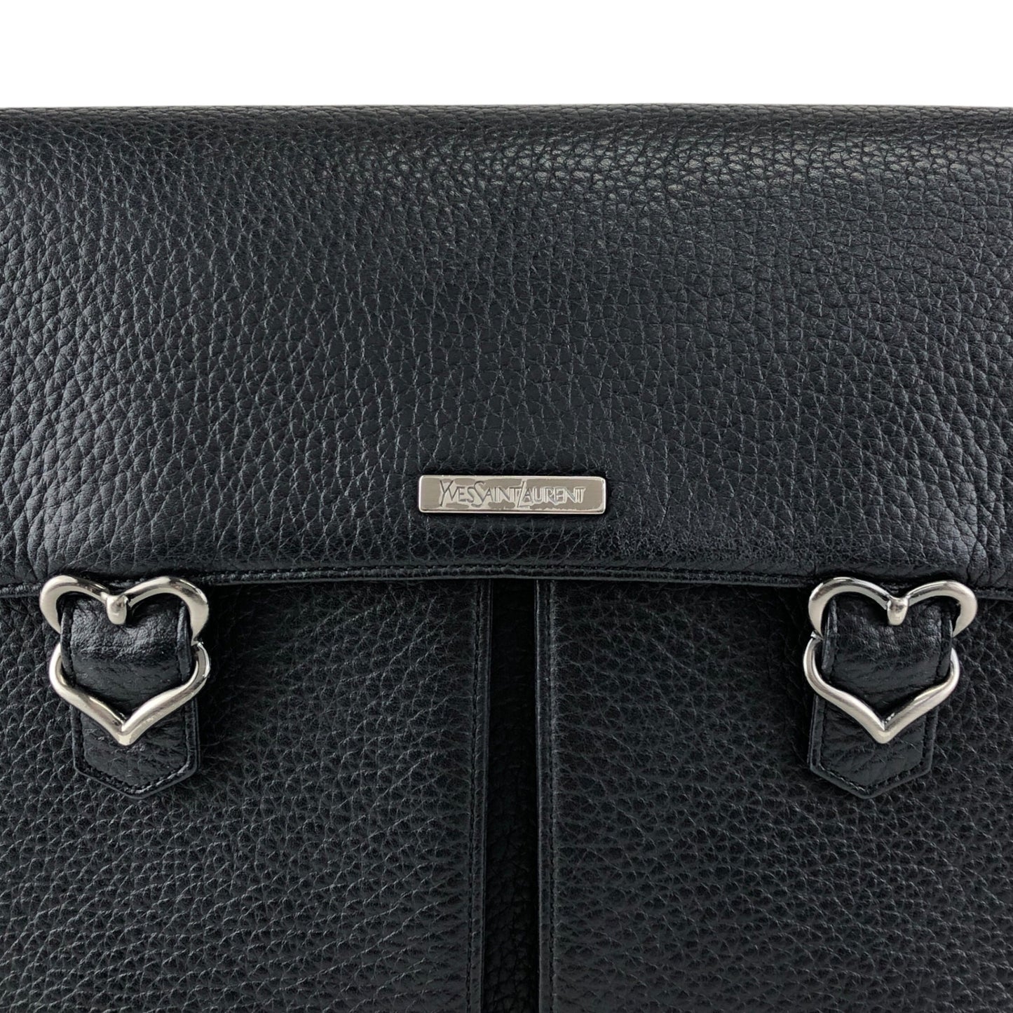 Yves Saint Laurent Logo Buckle Shoulder bag Black Vintage geb2iw