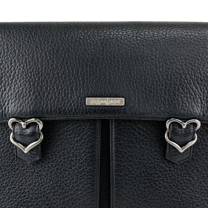 Yves Saint Laurent Logo Buckle Shoulder bag Black Vintage geb2iw